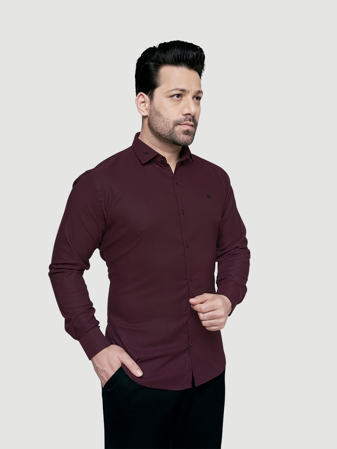 Black and White Designer Shirts with Collar Accessory & Metal Broach-9