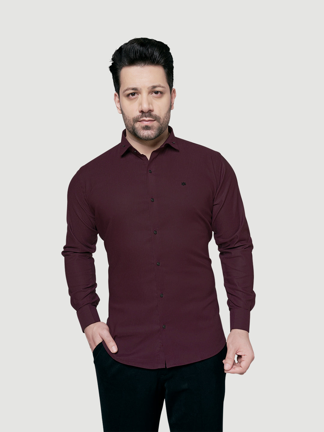 Black and White Designer Shirts with Collar Accessory & Metal Broach-9