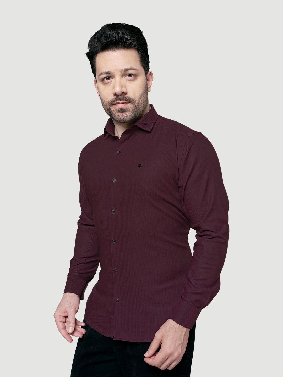 Black and White Designer Shirts with Collar Accessory & Metal Broach-9
