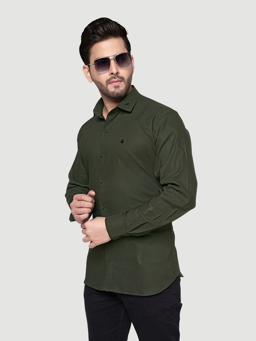 Black and White Designer Shirts with Collar Accessory & Metal Broach-1