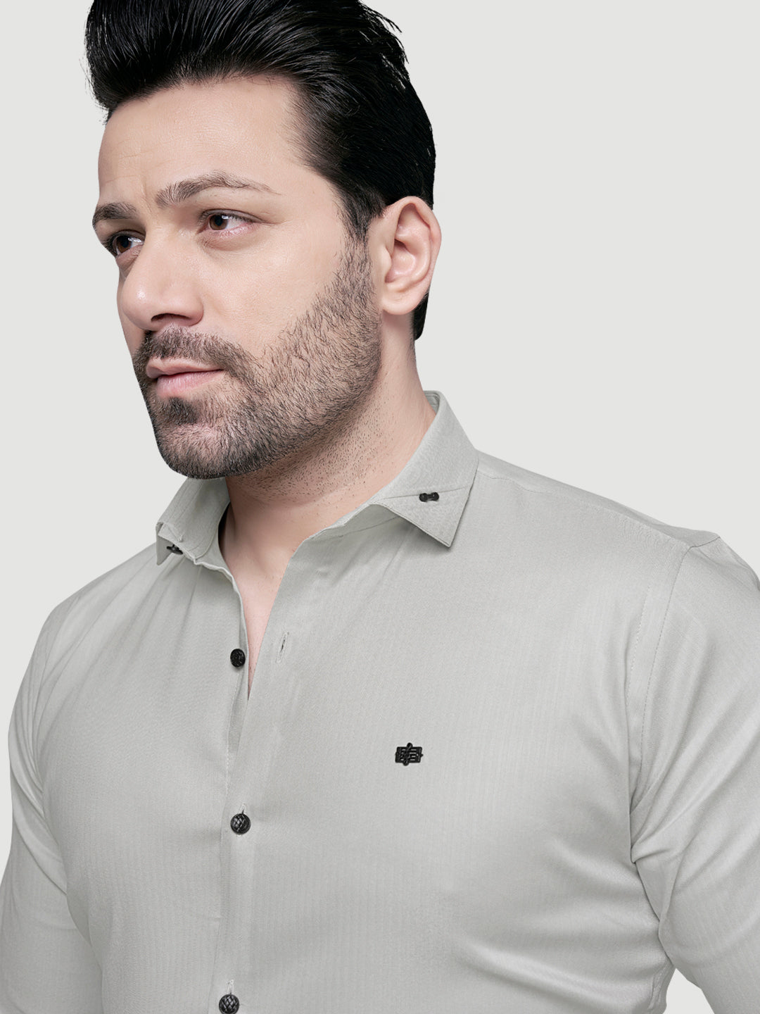 Black and White Designer Shirts with Collar Accessory & Metal Broach-2