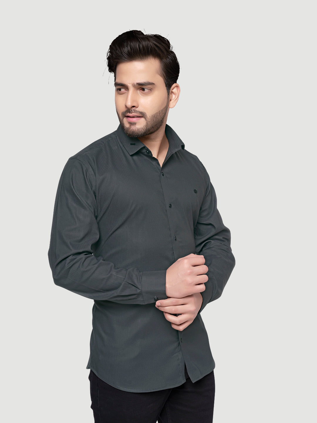 Black and White Designer Shirts with Collar Accessory & Metal Broach-3