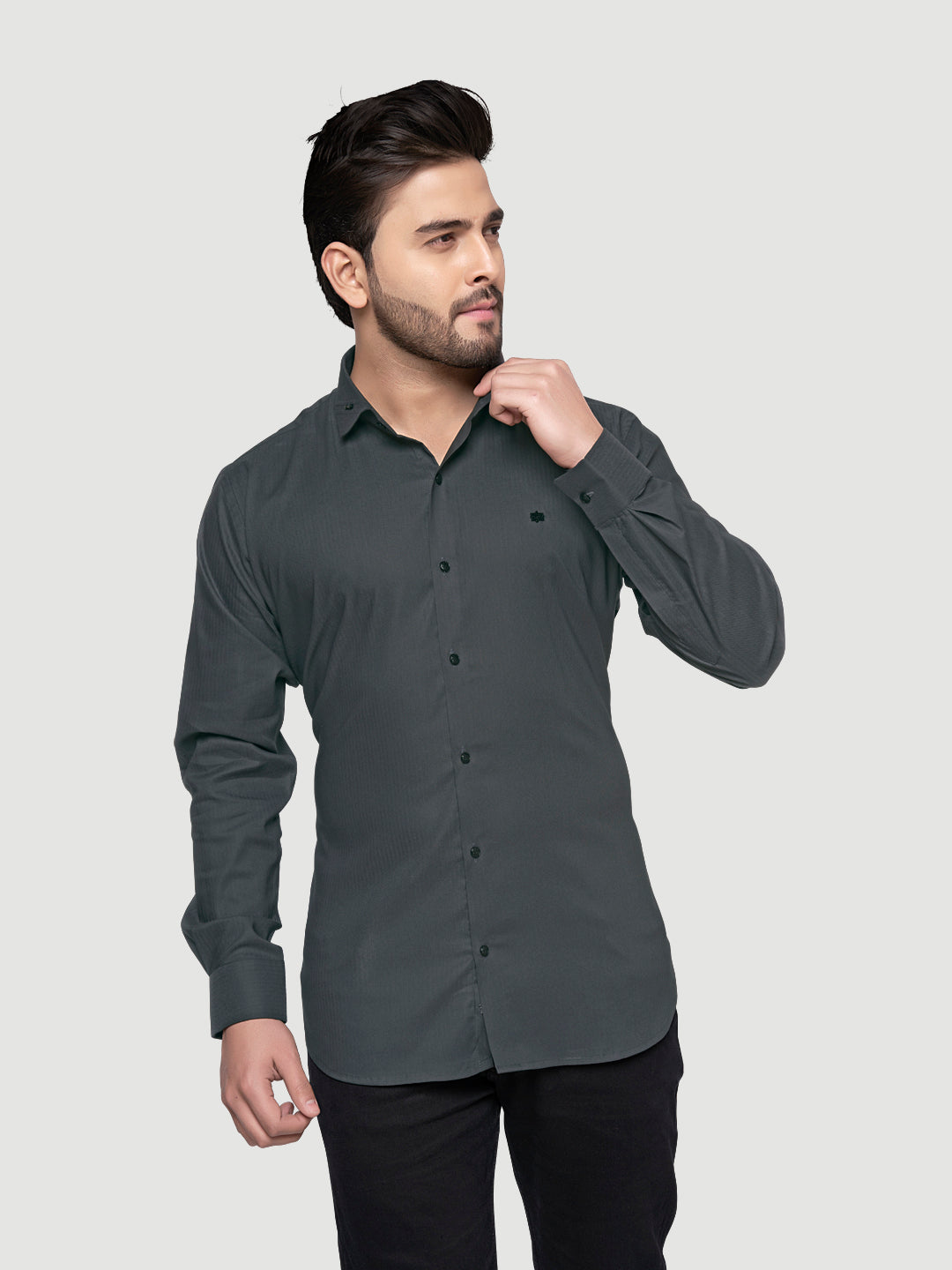 Black and White Designer Shirts with Collar Accessory & Metal Broach-3