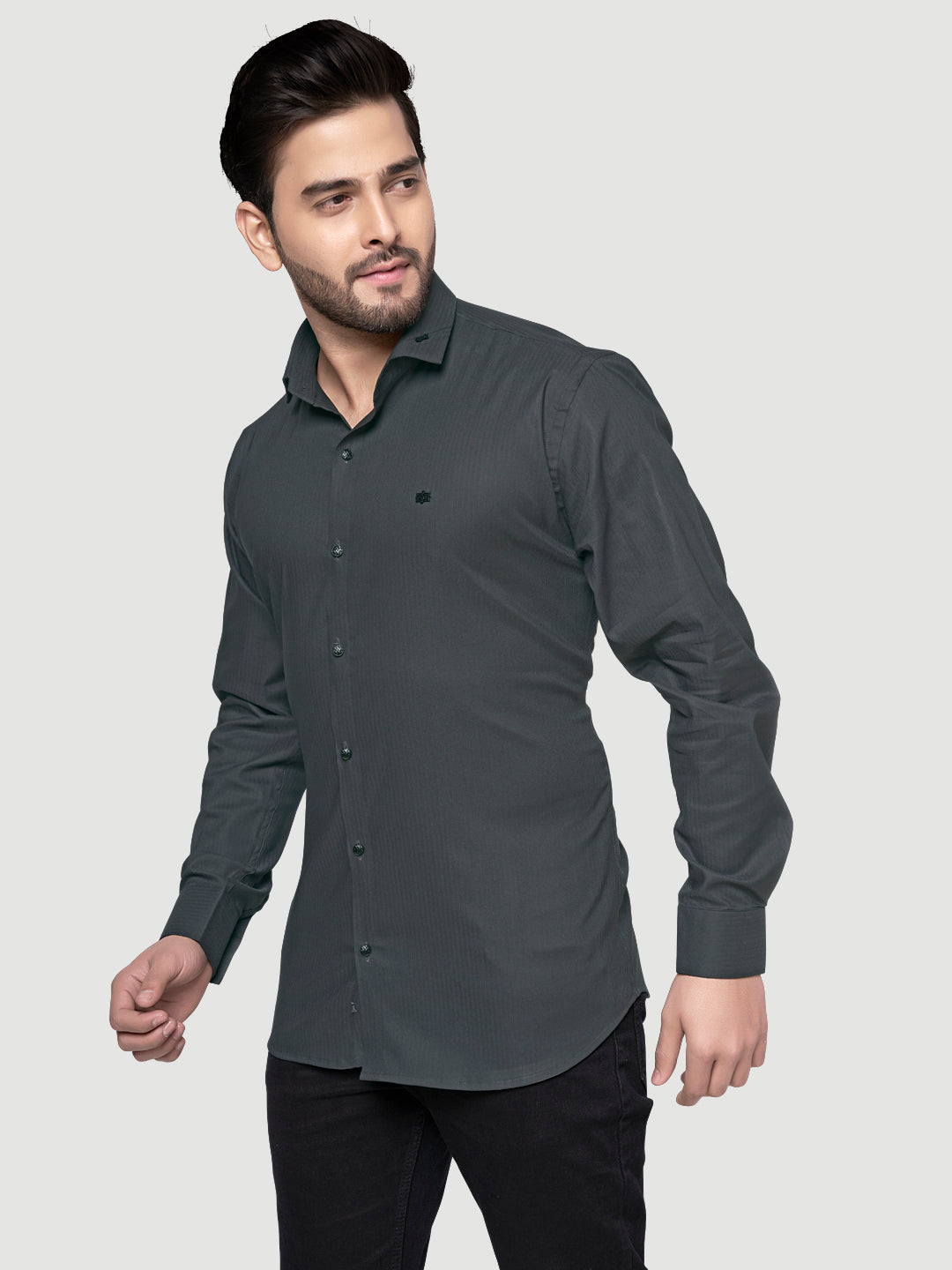 Black and White Designer Shirts with Collar Accessory & Metal Broach-3