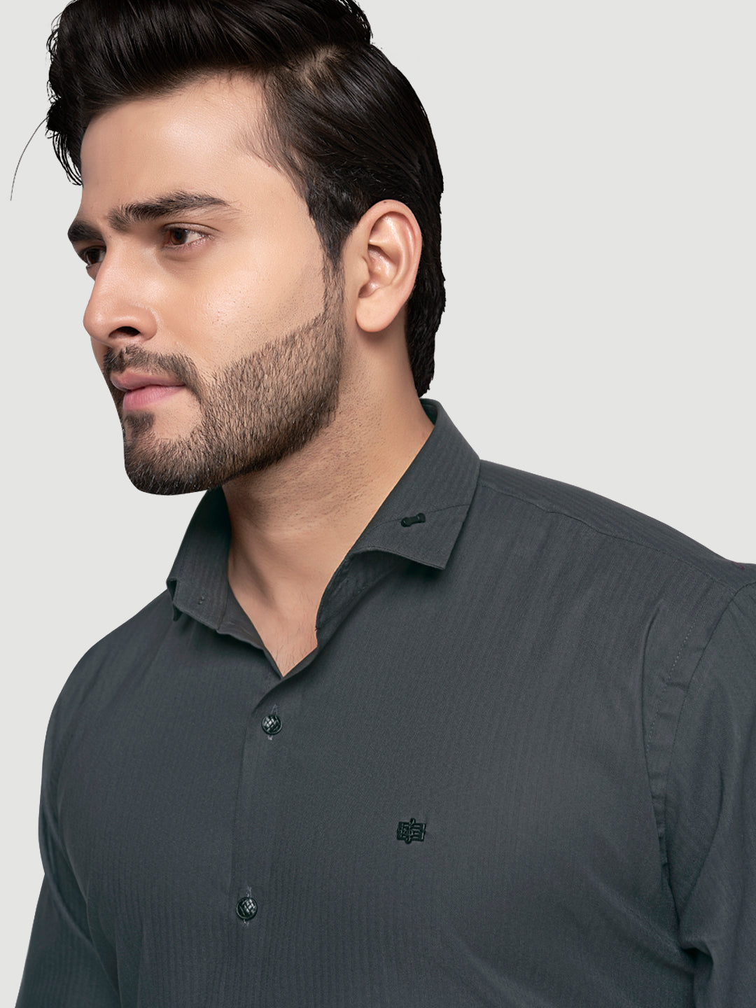 Black and White Designer Shirts with Collar Accessory & Metal Broach-3