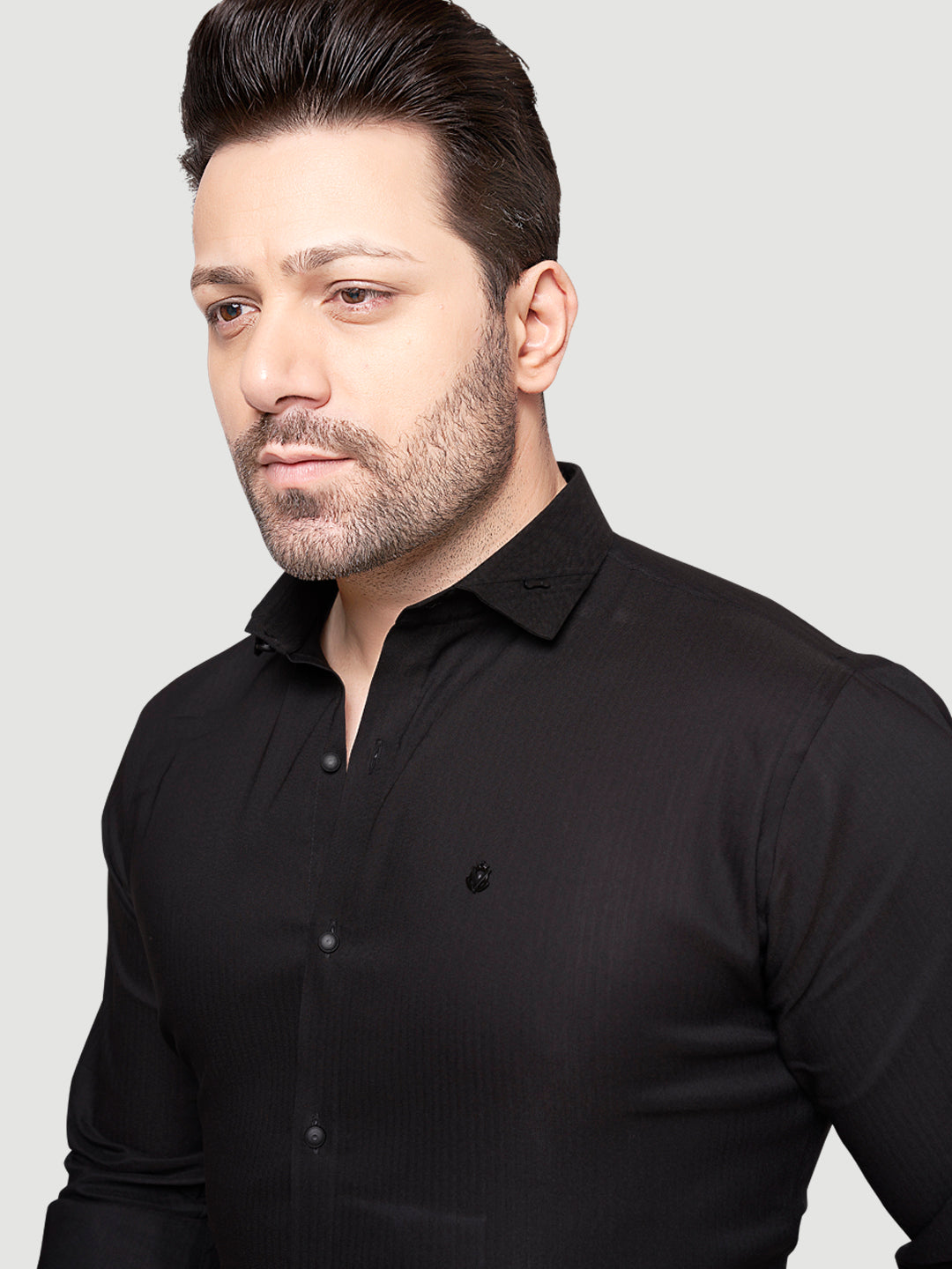Black and White Designer Shirts with Collar Accessory & Metal Broach-4