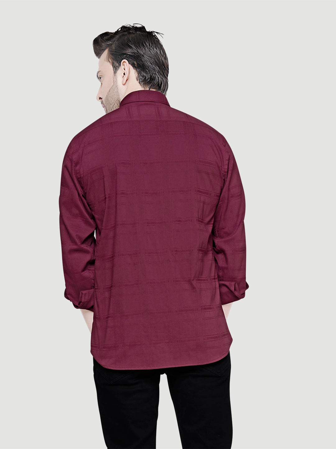 Black and White Shirts Designer Shirts with Collar Accessories- Maroon