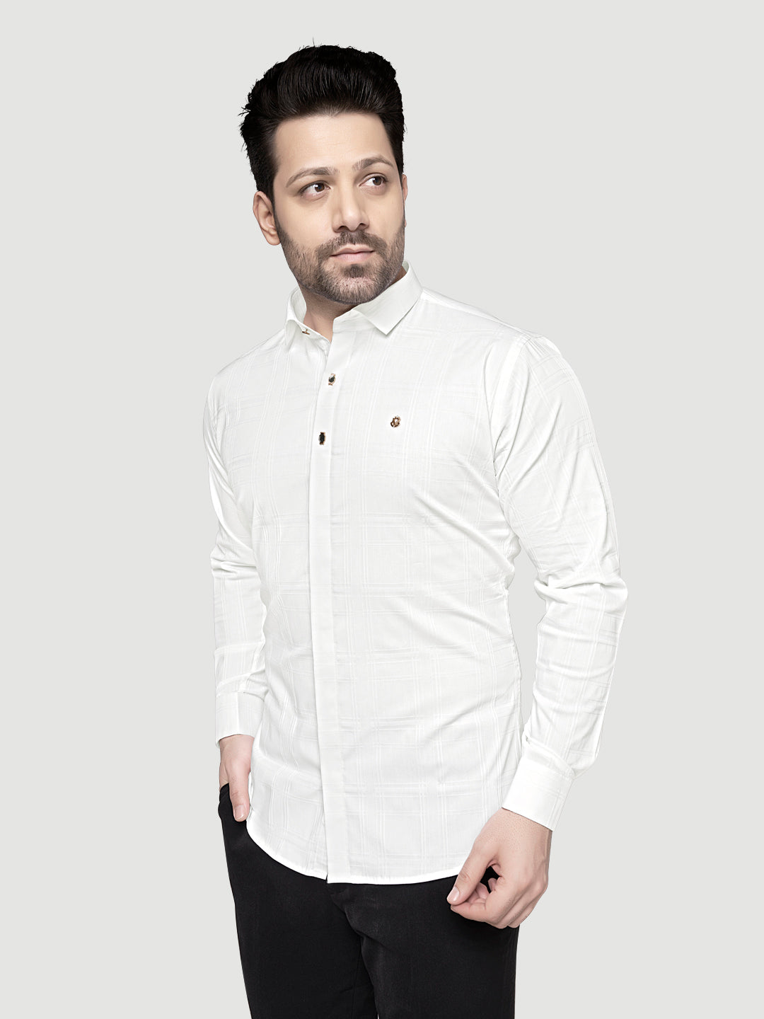 Designer Shirts with Collar Accessories- White