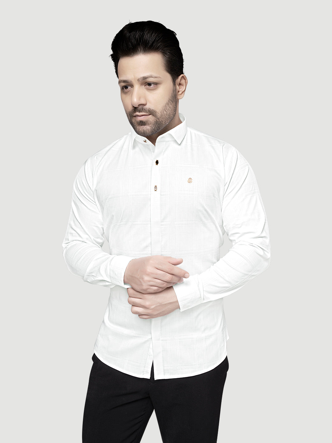 Designer Shirts with Collar Accessories- White