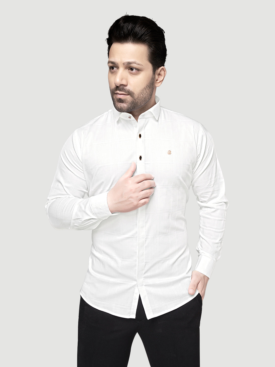 Designer Shirts with Collar Accessories- White