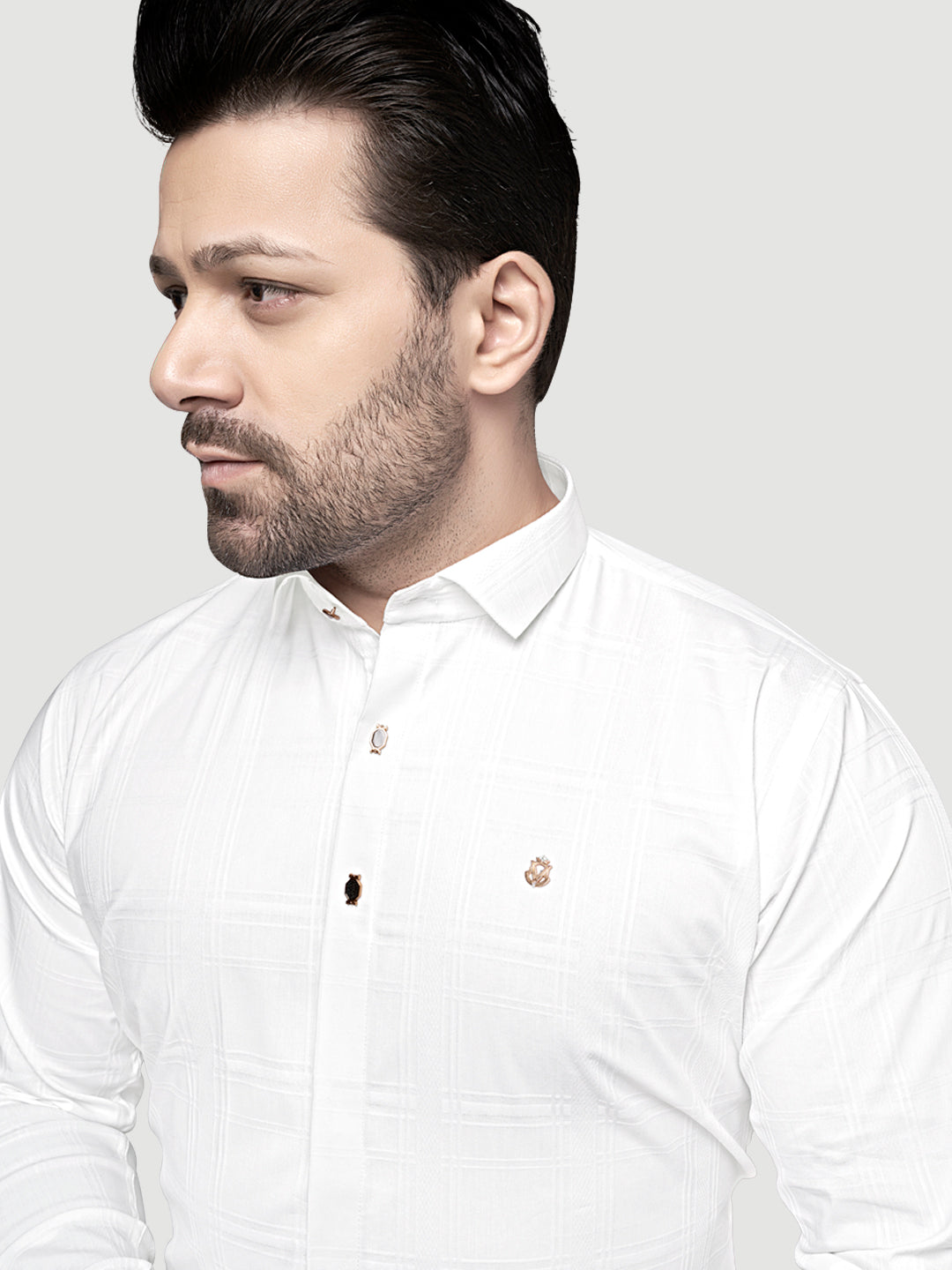 Designer Shirts with Collar Accessories- White