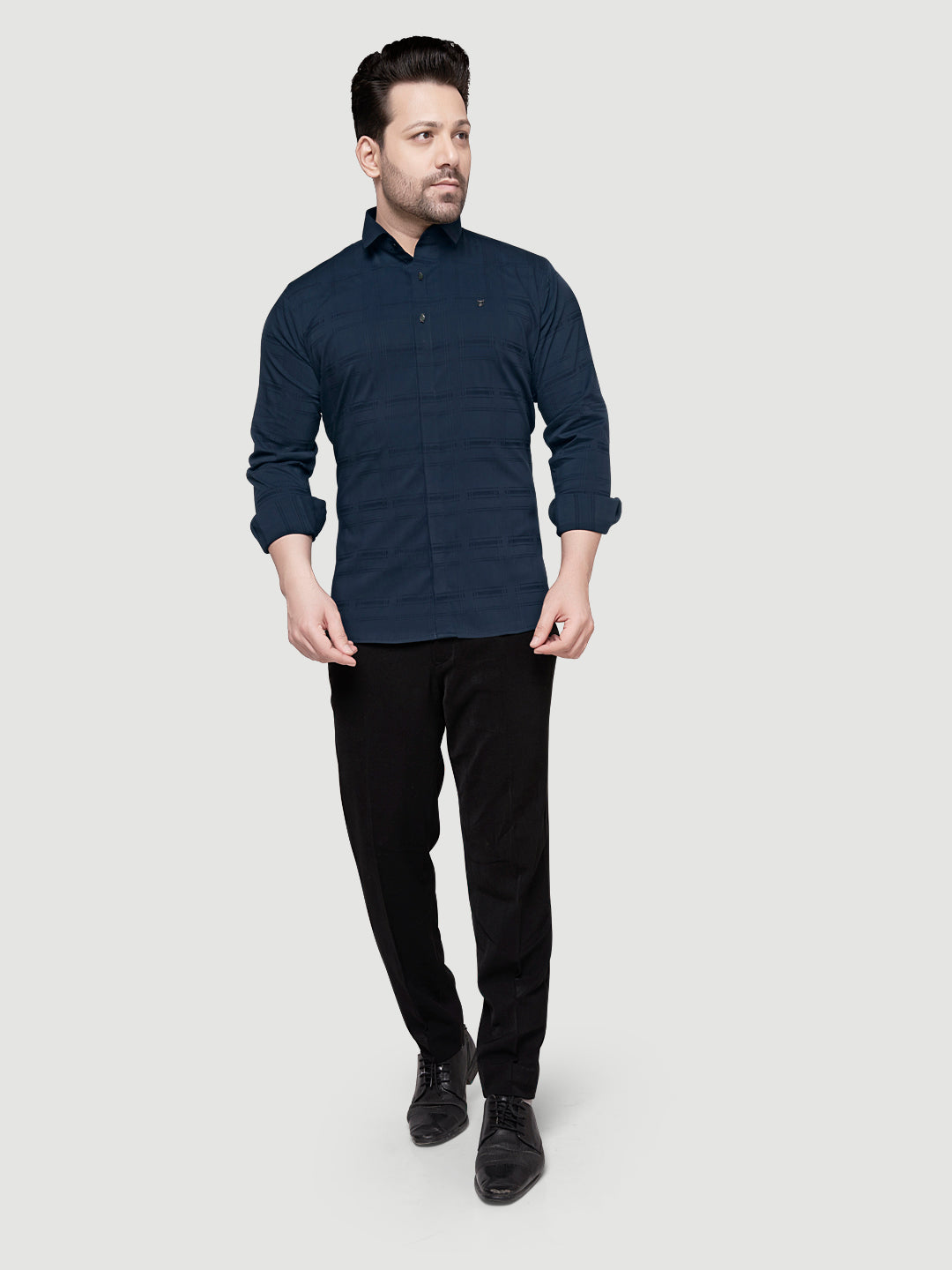 Black and White Shirts Designer Shirts with Collar Accessories- Blue