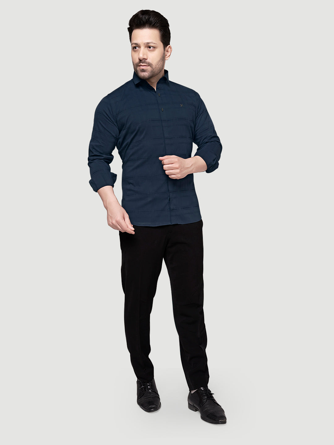 Black and White Shirts Designer Shirts with Collar Accessories- Blue
