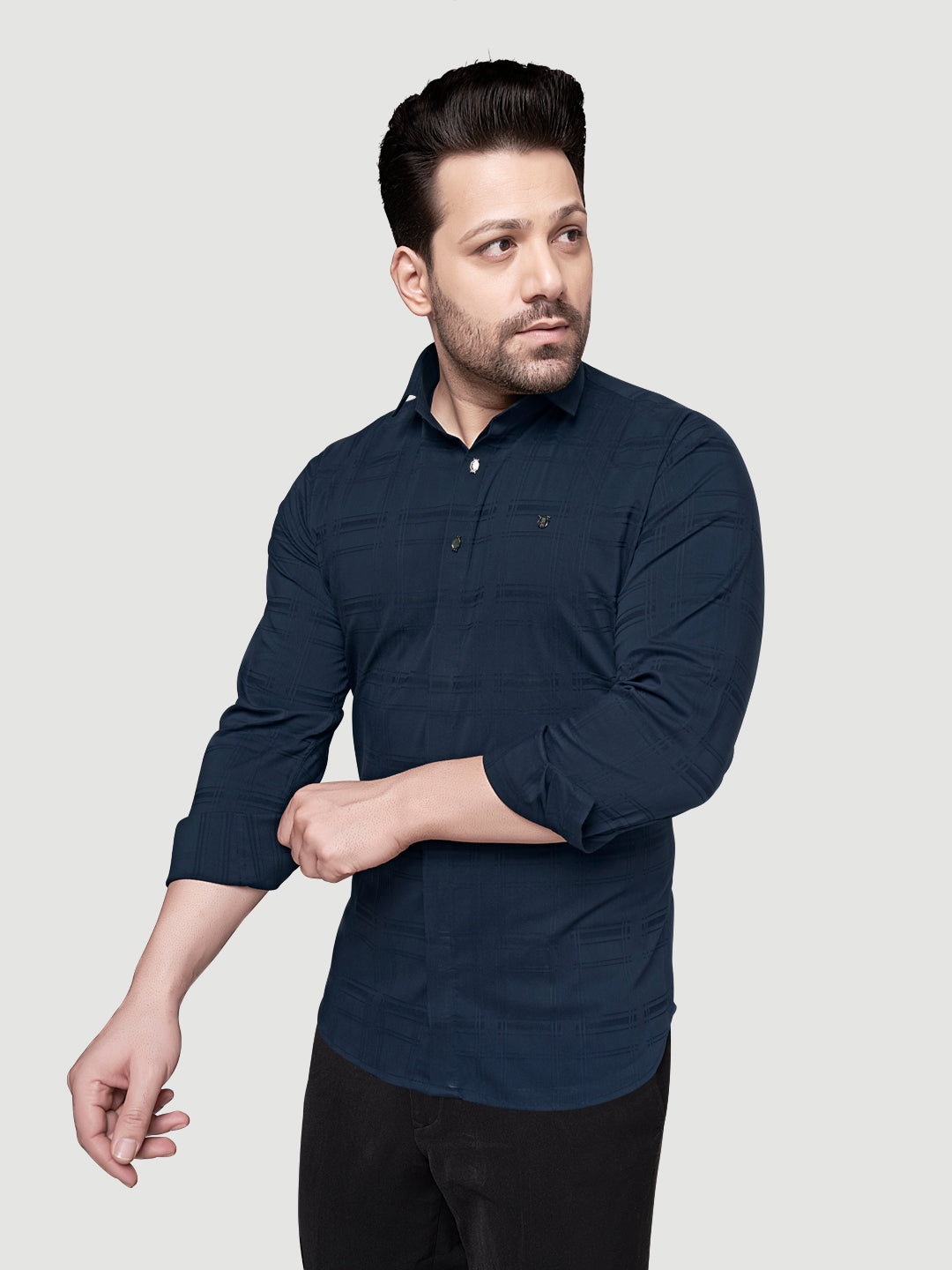Black and White Shirts Designer Shirts with Collar Accessories- Blue