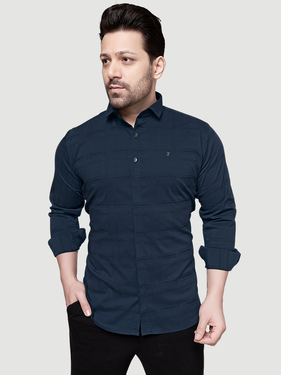 Black and White Shirts Designer Shirts with Collar Accessories- Blue
