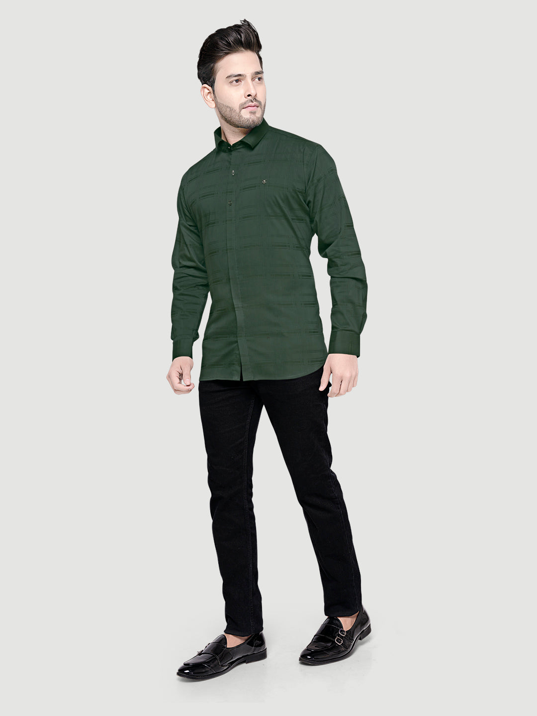 Designer Shirts with Collar Accessories- Green