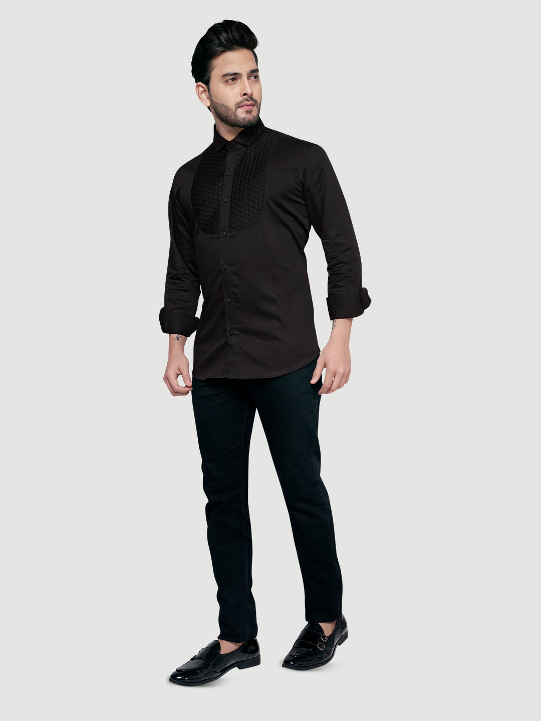 Blakc and White The Perfect Tuxedo Shirt Black