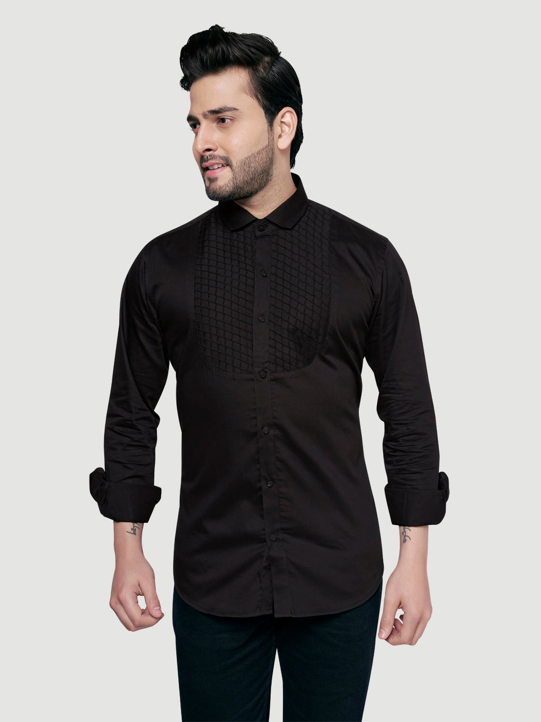 Blakc and White The Perfect Tuxedo Shirt Black