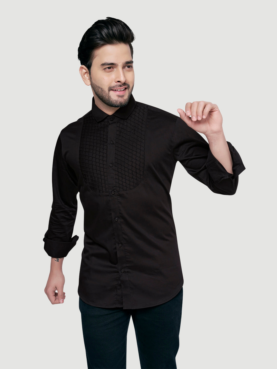 Blakc and White The Perfect Tuxedo Shirt Black