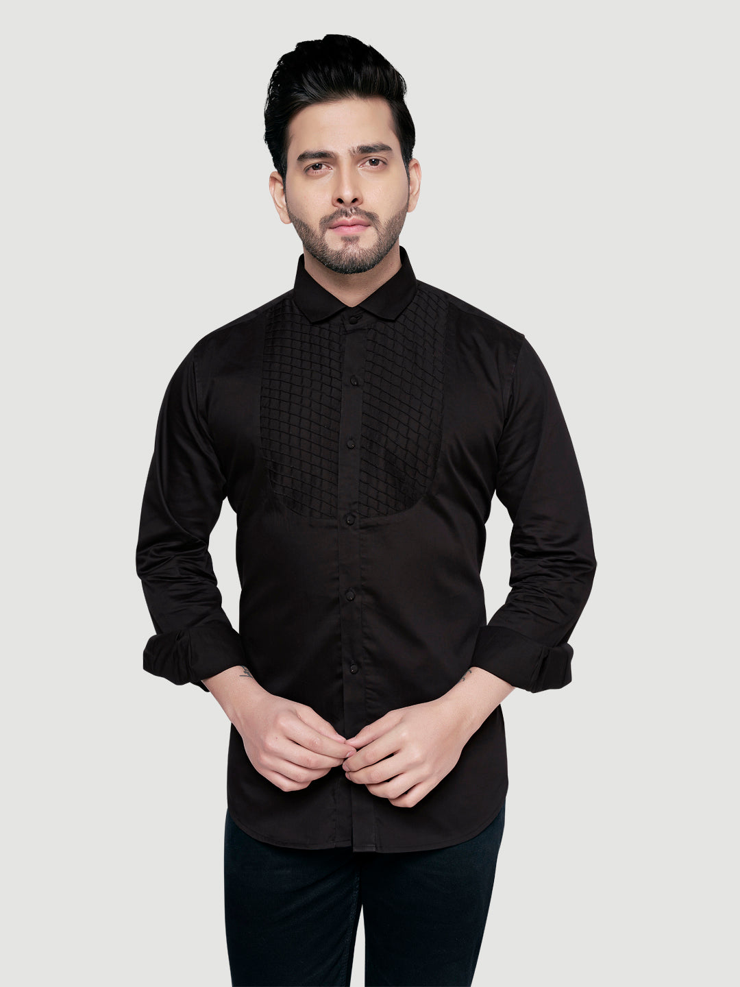 Blakc and White The Perfect Tuxedo Shirt Black