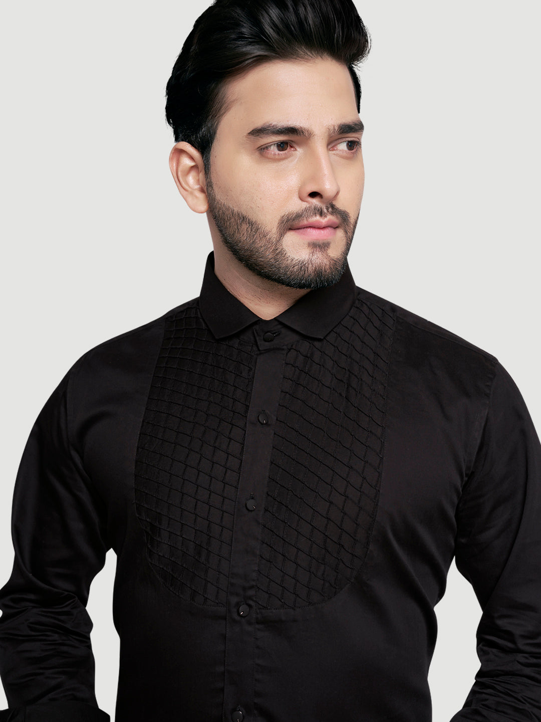 Blakc and White The Perfect Tuxedo Shirt Black