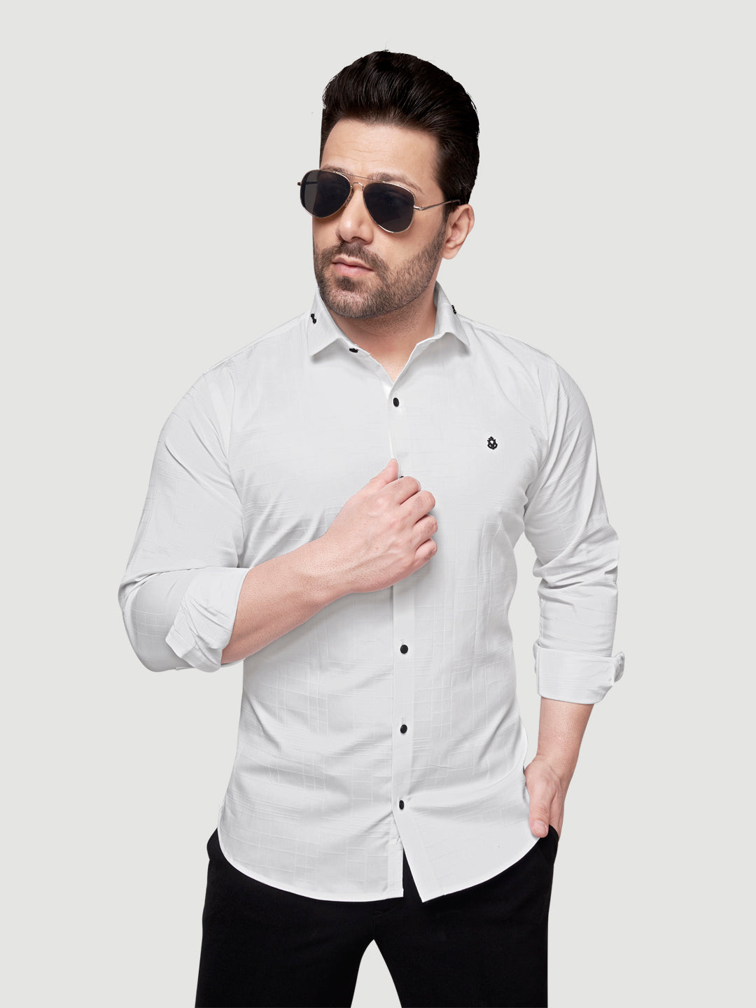 Men's Designer Shirt with Collar Accessory & Broach-2