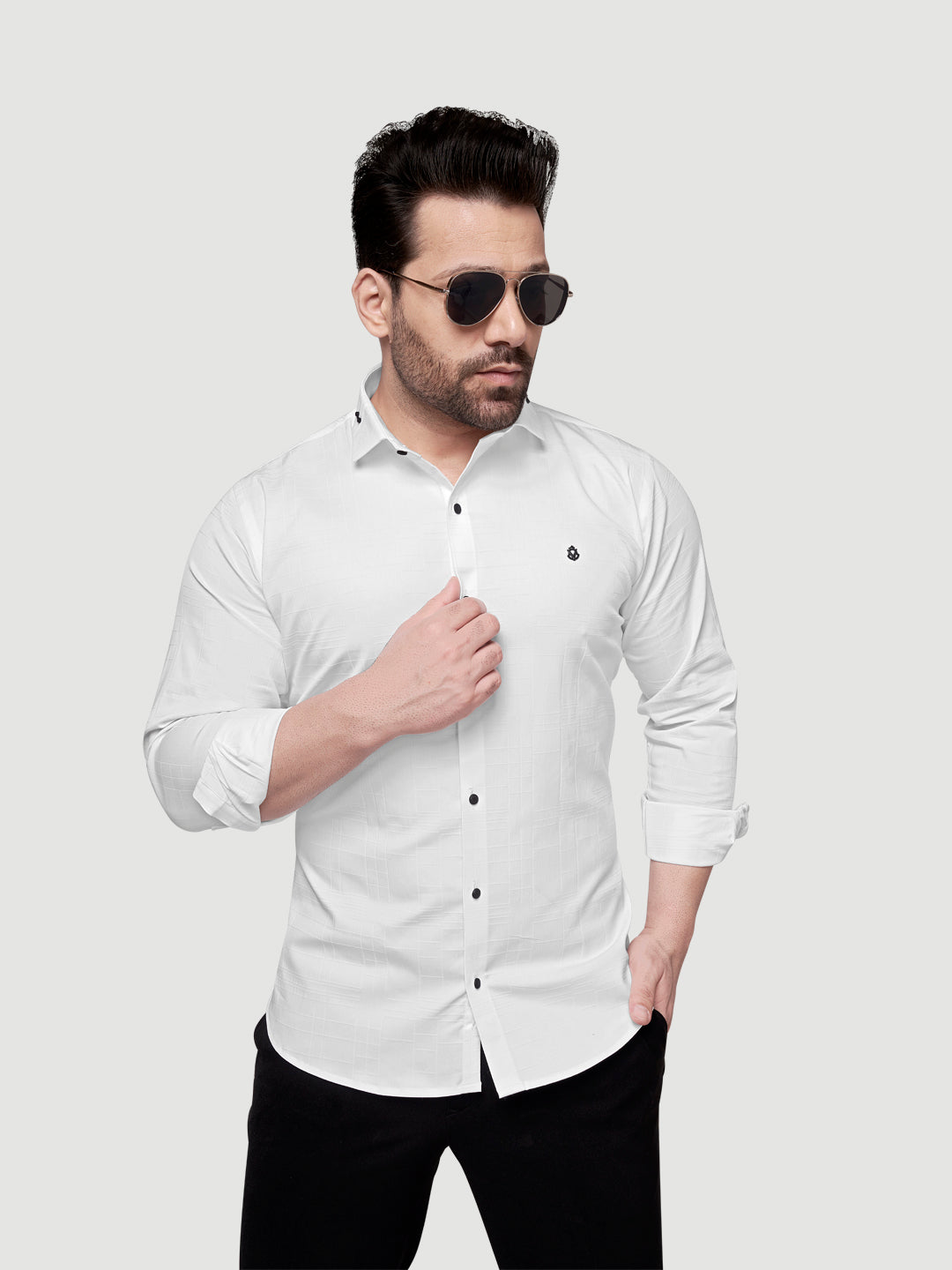 Men's Designer Shirt with Collar Accessory & Broach-2