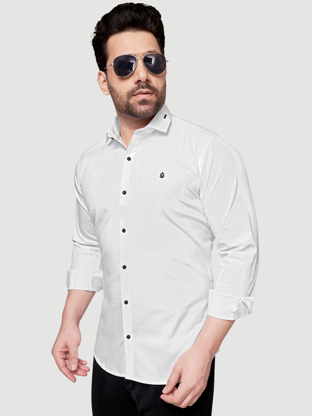 Men's Designer Shirt with Collar Accessory & Broach-2