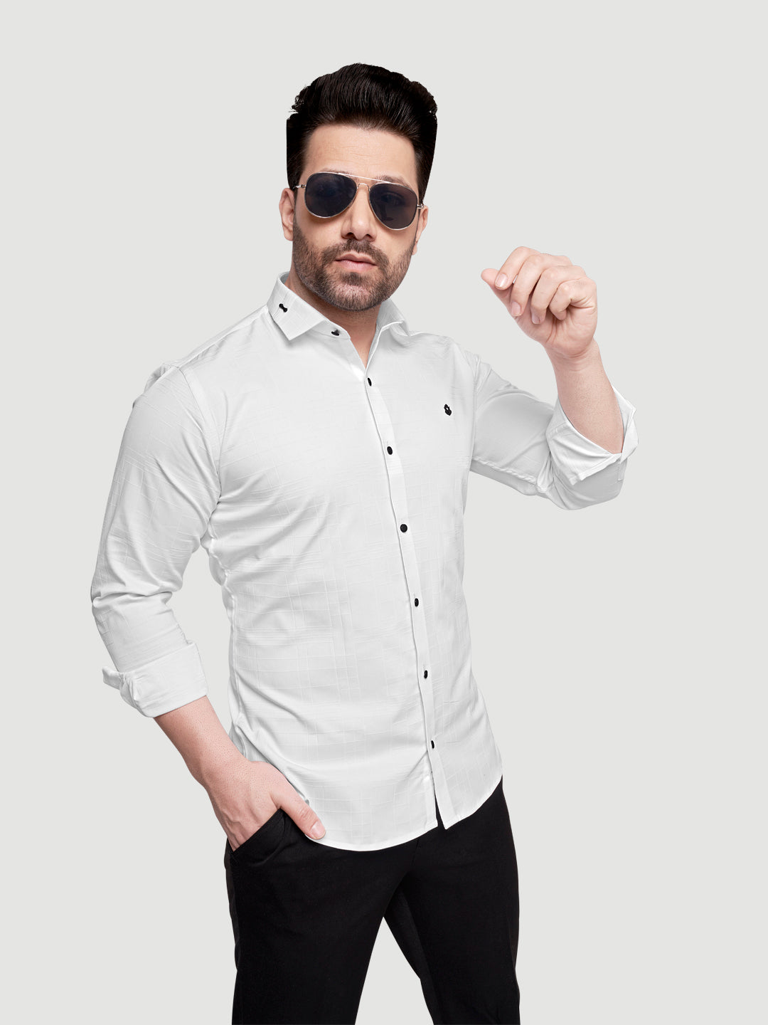 Men's Designer Shirt with Collar Accessory & Broach-2