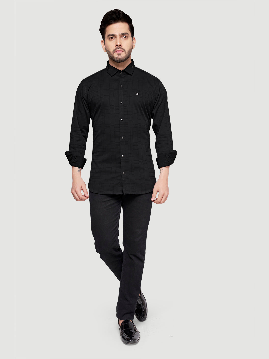 Men's Designer Shirt with Collar Accessory & Broach-3