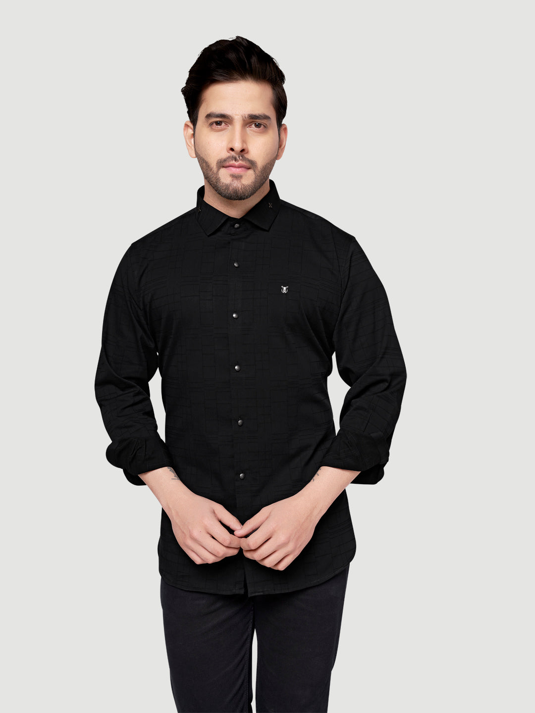 Men's Designer Shirt with Collar Accessory & Broach-3