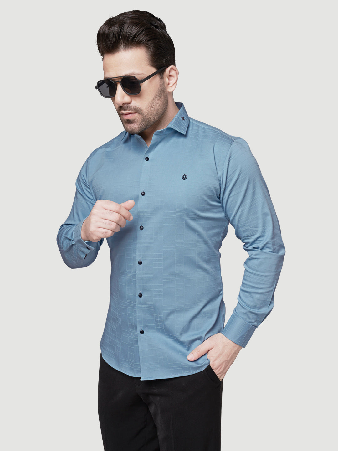 Men's Designer Shirt with Collar Accessory & Broach-4