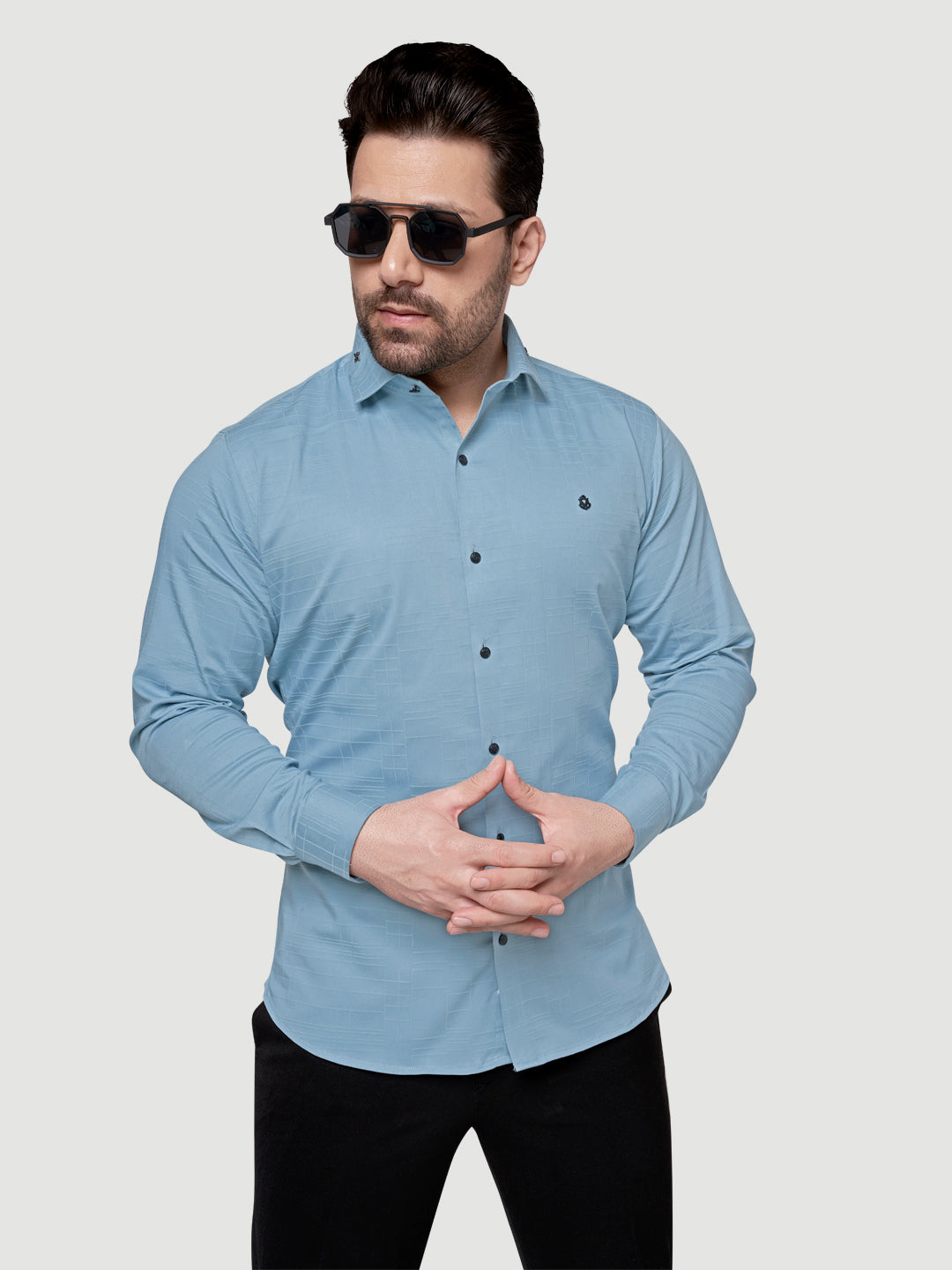 Men's Designer Shirt with Collar Accessory & Broach-4
