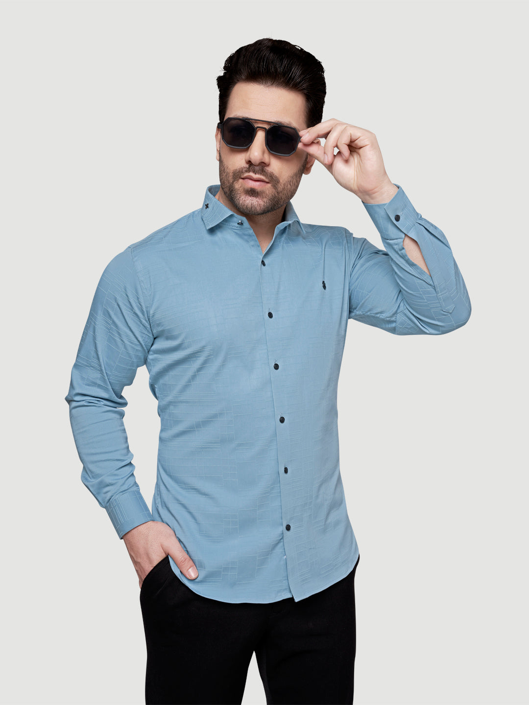 Men's Designer Shirt with Collar Accessory & Broach-4