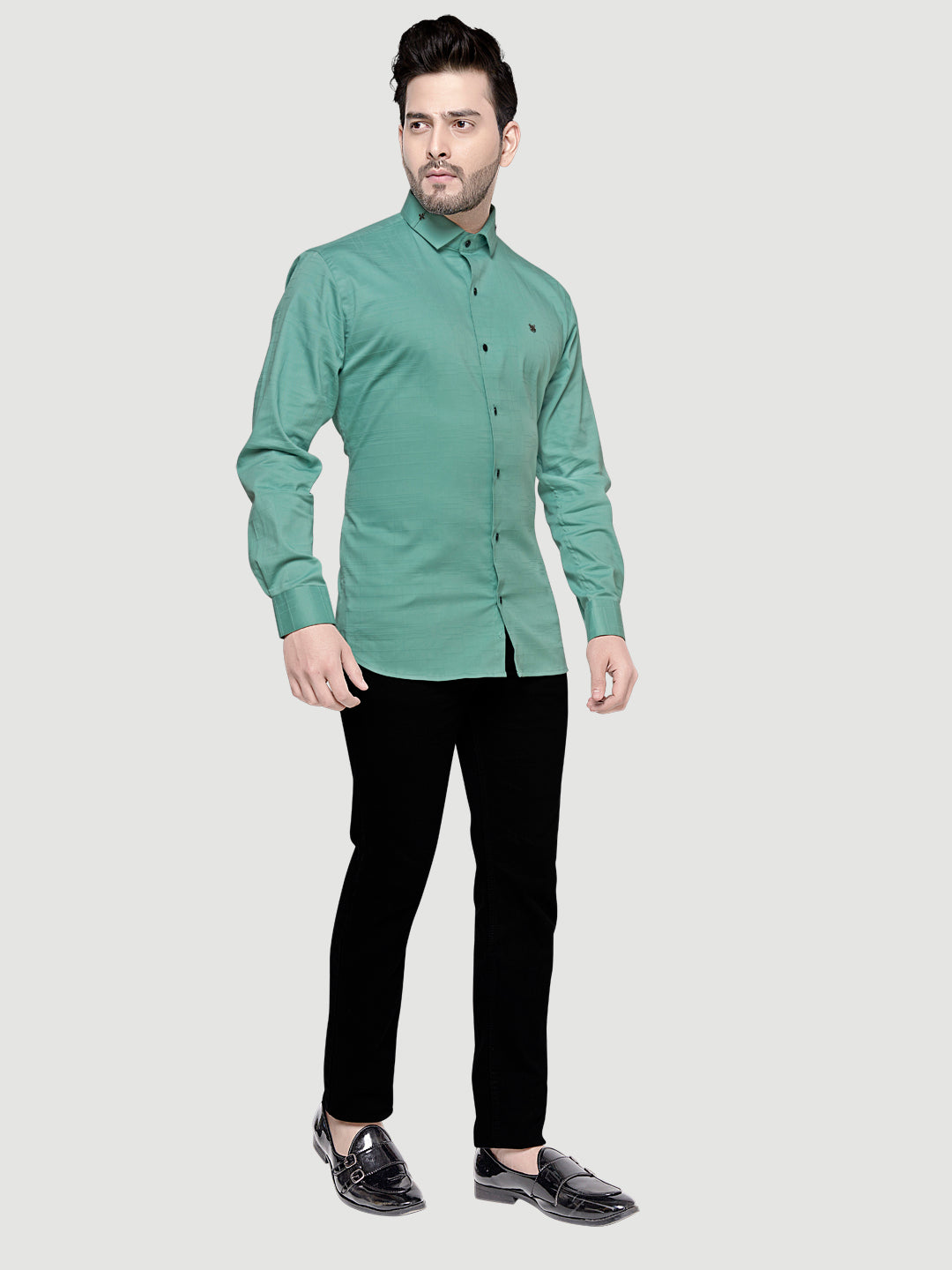 Men's Designer Shirt with Collar Accessory & Broach-5