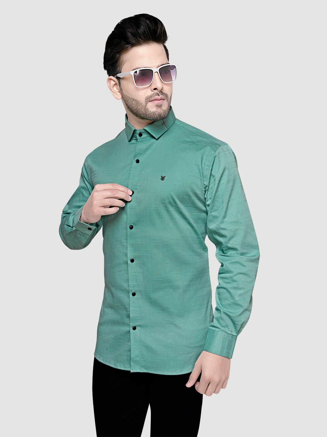 Men's Designer Shirt with Collar Accessory & Broach-5