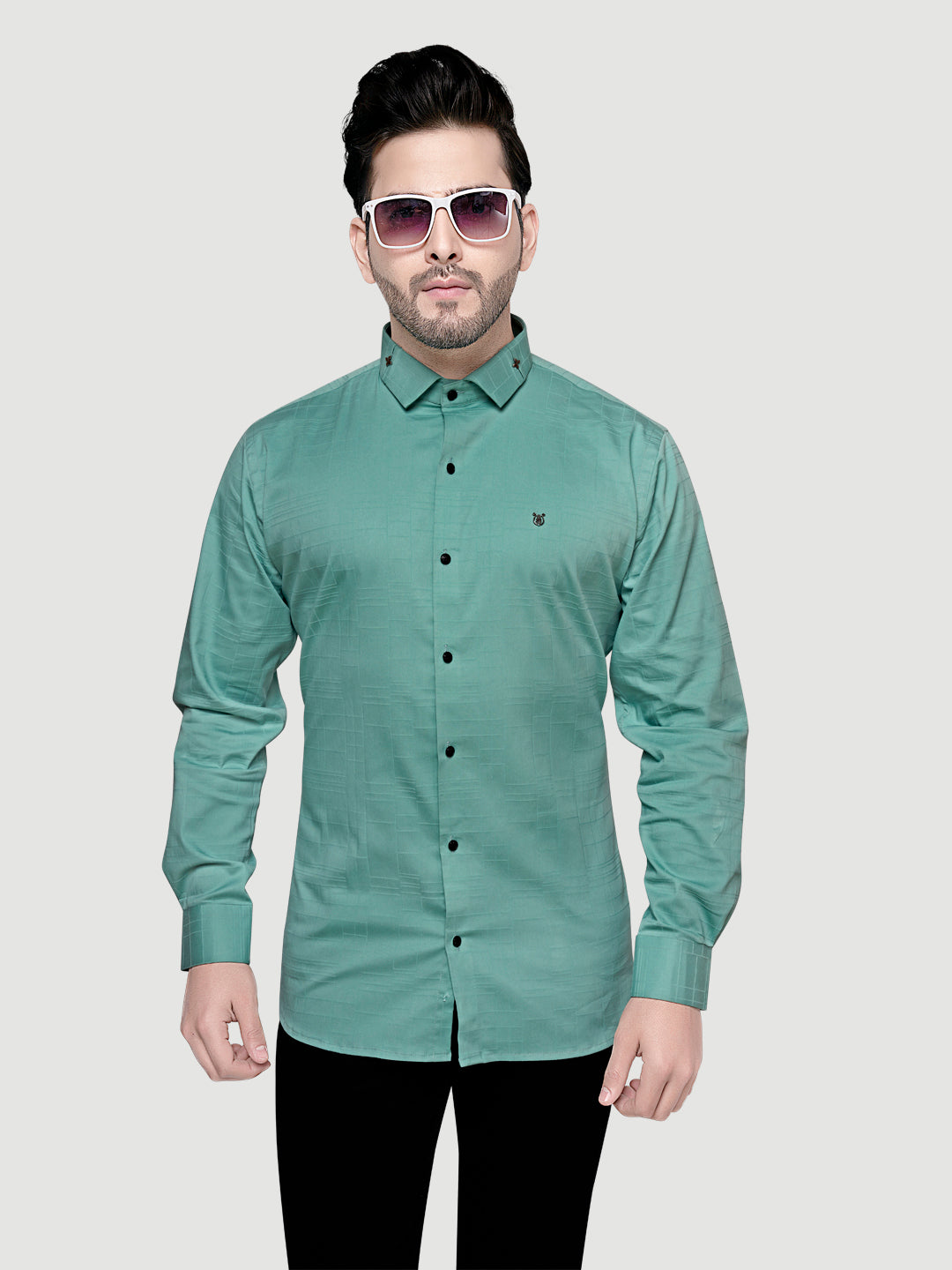 Men's Designer Shirt with Collar Accessory & Broach-5