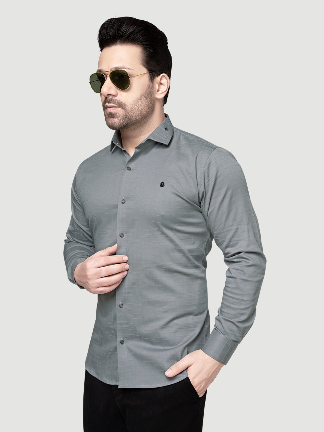 Men's Designer Shirt with Collar Accessory & Broach-6