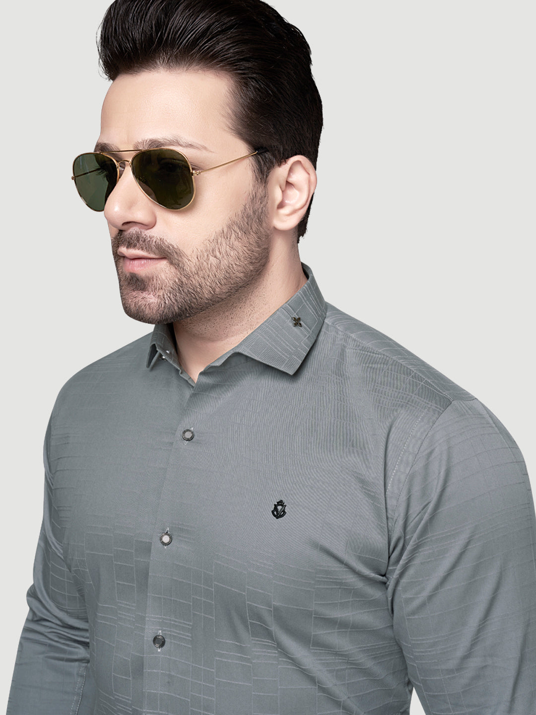 Men's Designer Shirt with Collar Accessory & Broach-6