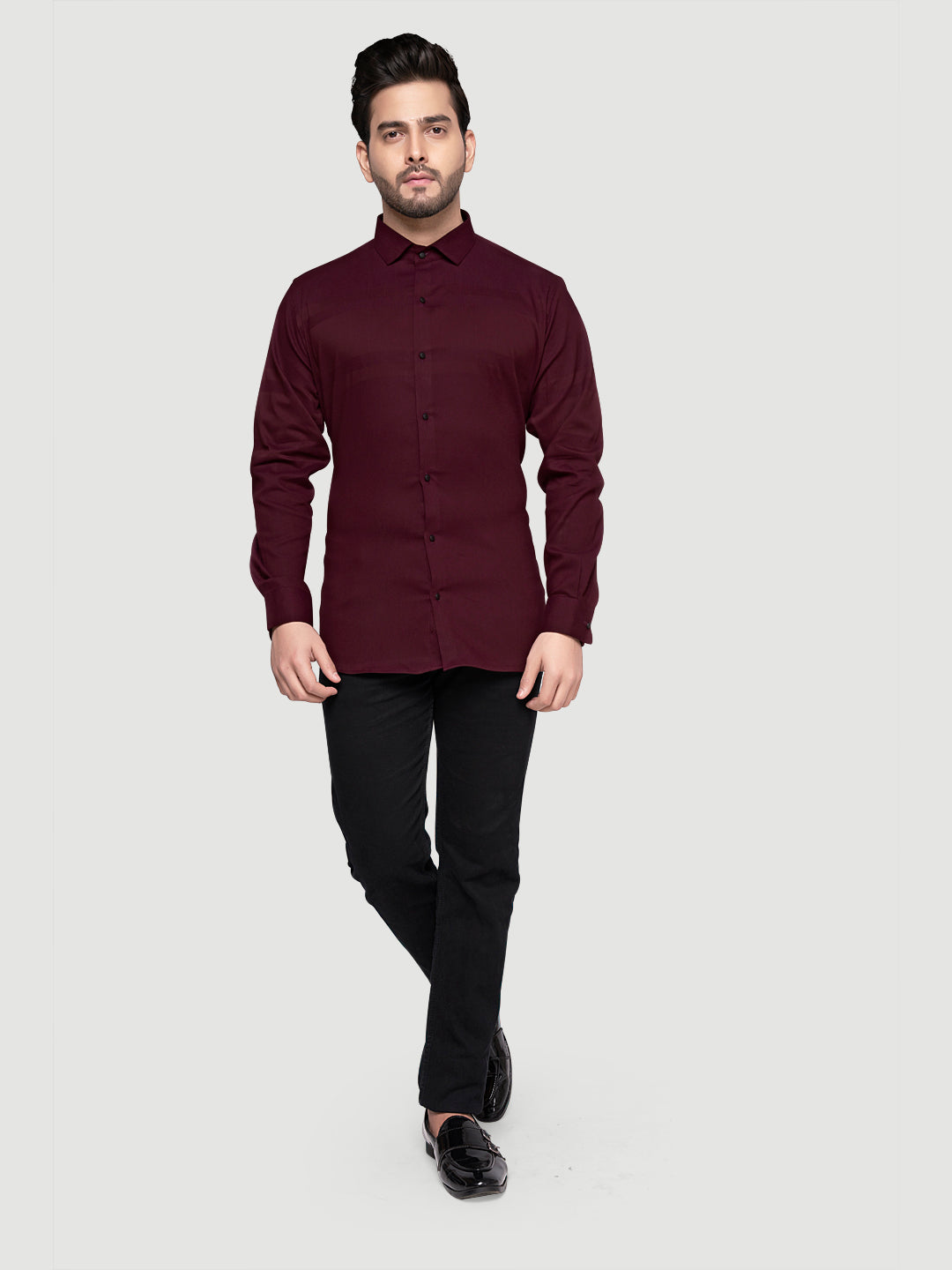 Black and White Men's Designer Shirt with Collar Accessory & Broach 4
