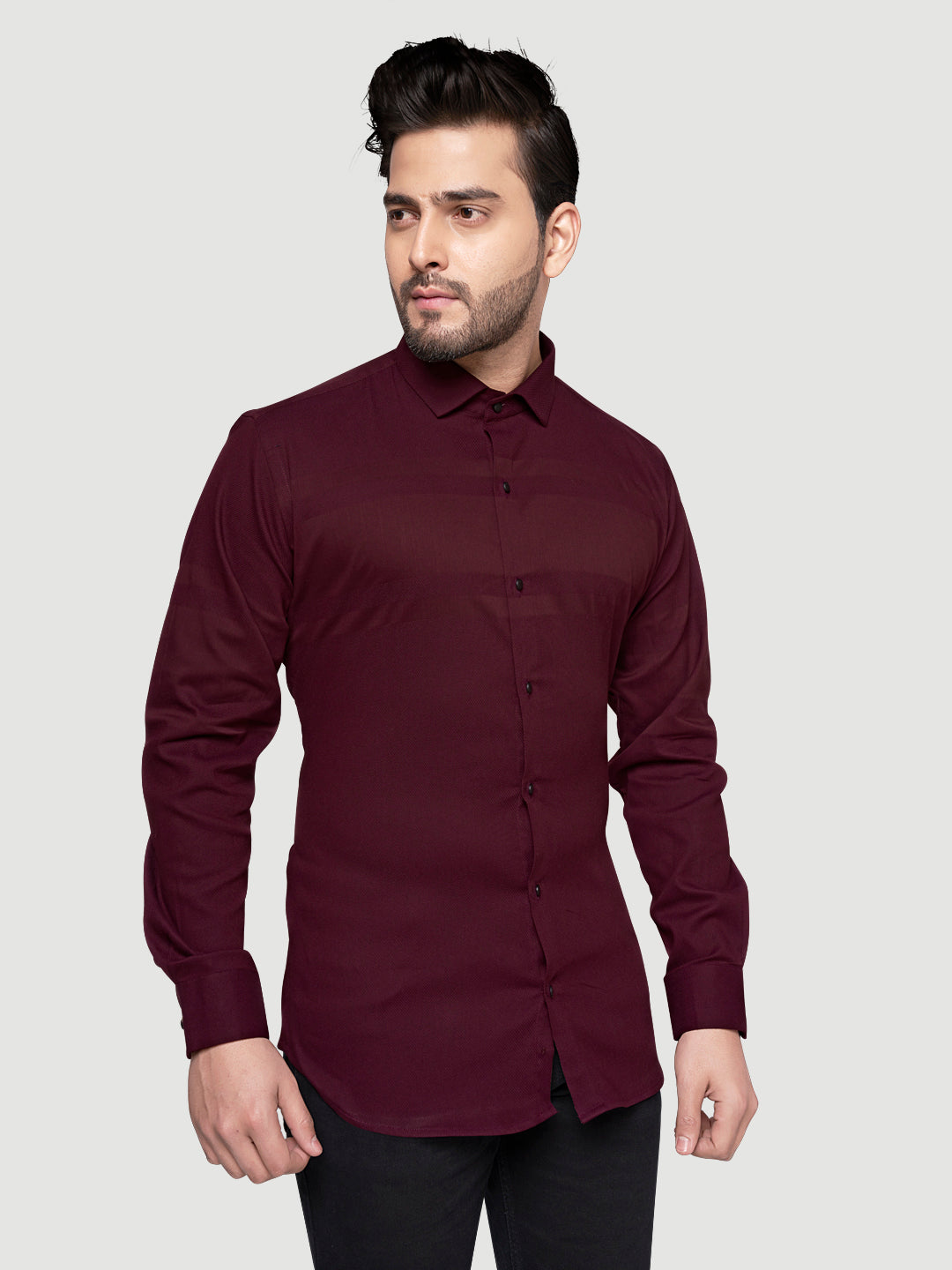 Black and White Men's Designer Shirt with Collar Accessory & Broach 4