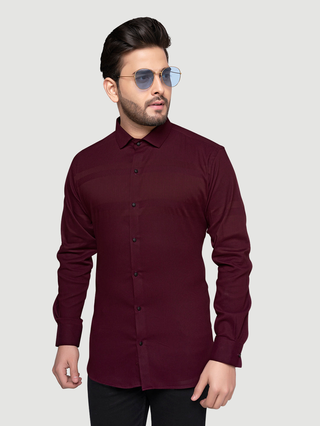 Black and White Men's Designer Shirt with Collar Accessory & Broach 4