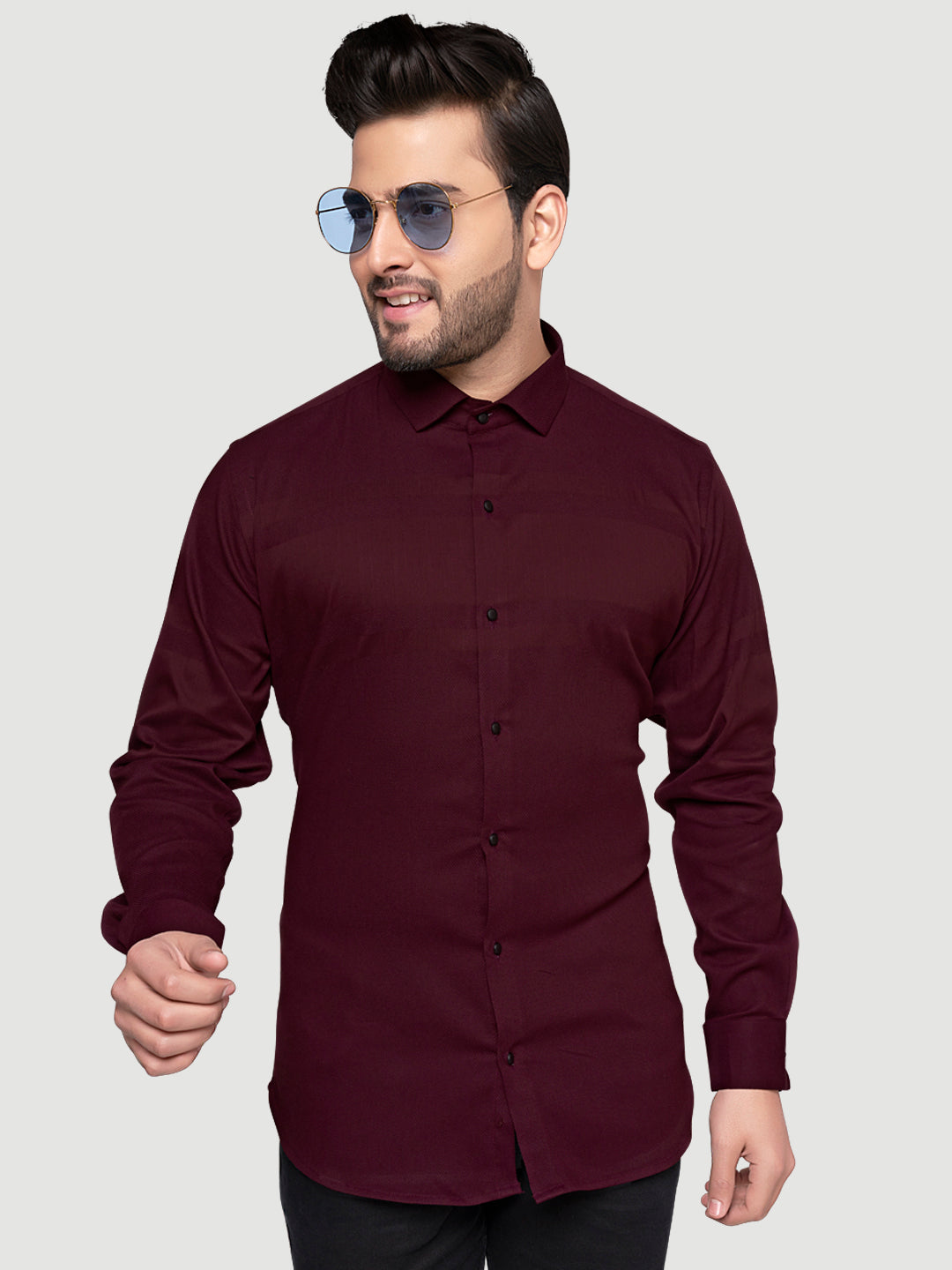 Black and White Men's Designer Shirt with Collar Accessory & Broach 4