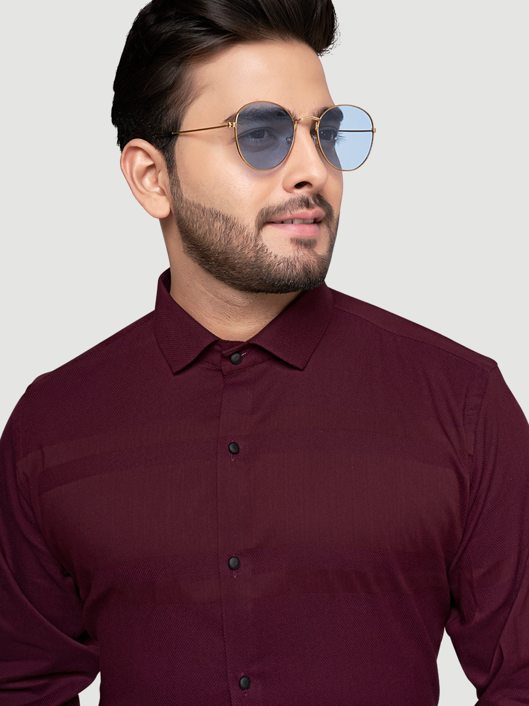 Black and White Men's Designer Shirt with Collar Accessory & Broach 4