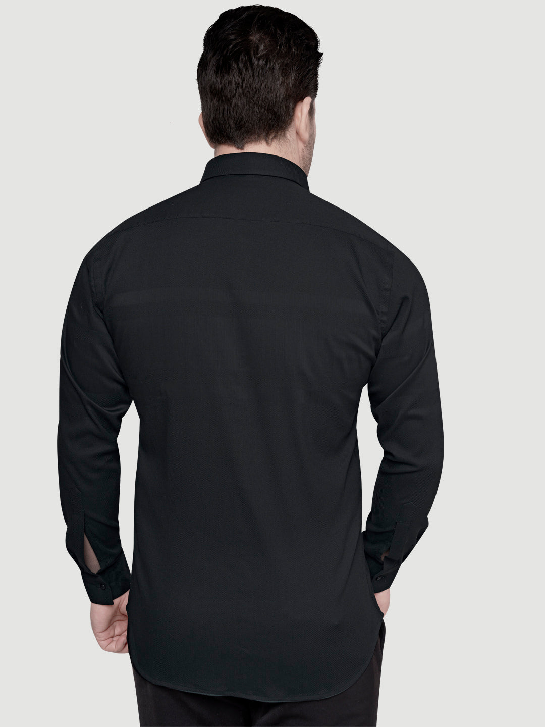 Black and White Men's Designer Shirt with Collar Accessory & Broach 7