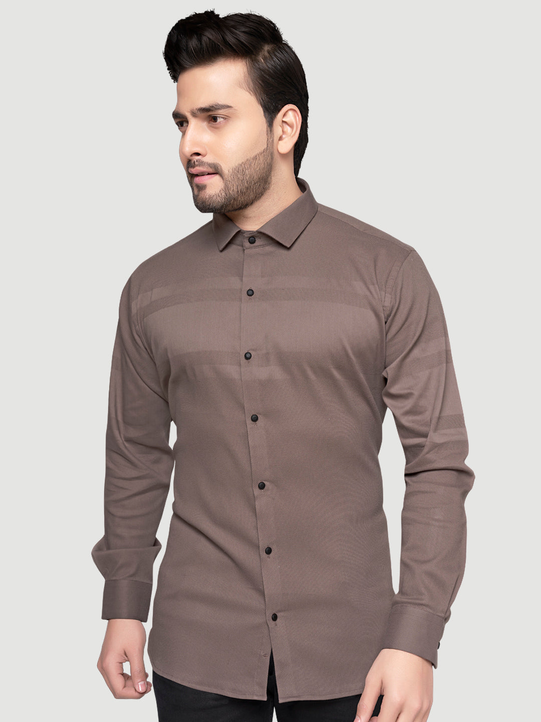 Black and White Men's Designer Shirt with Collar Accessory & Broach 6