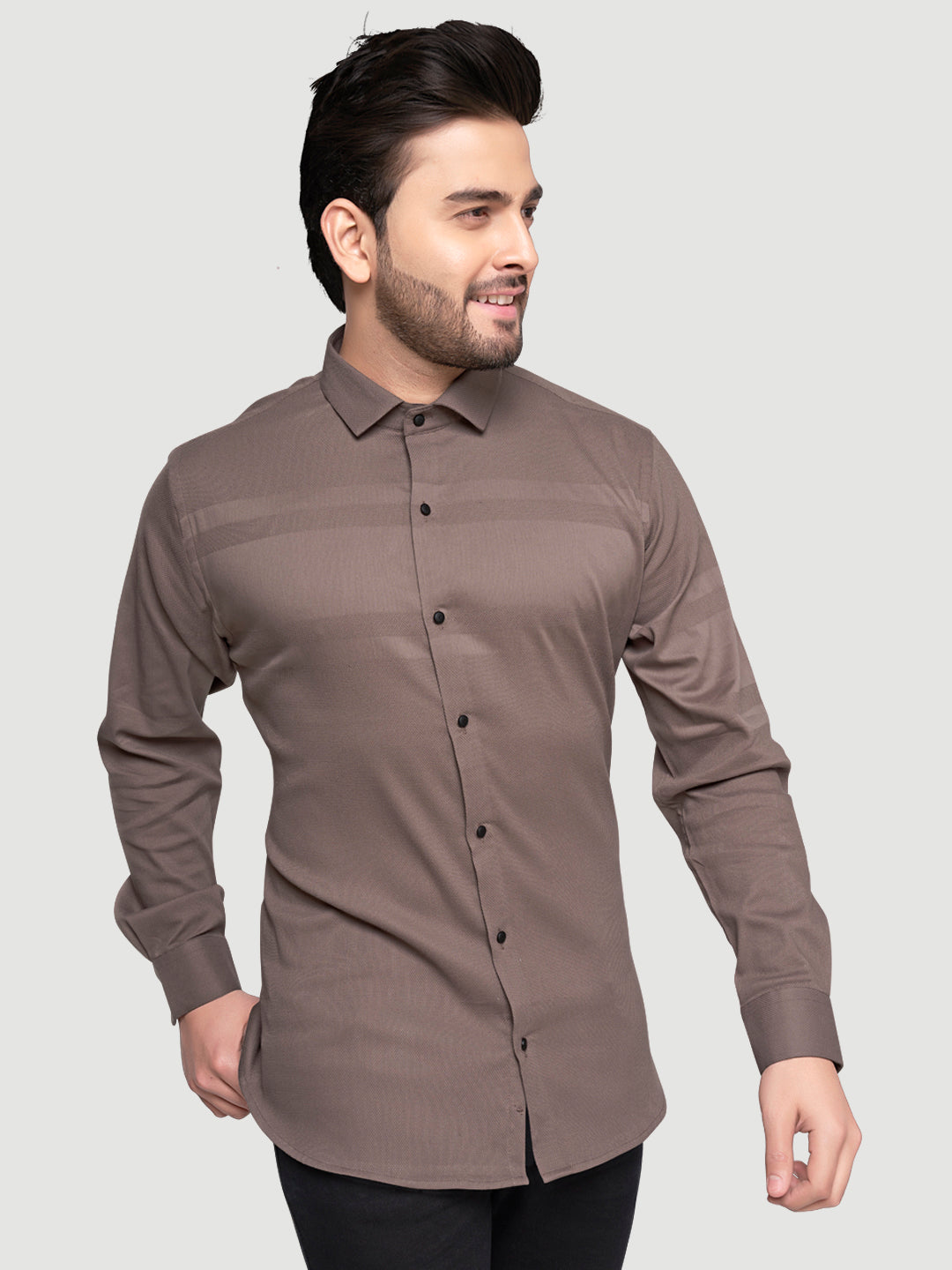 Black and White Men's Designer Shirt with Collar Accessory & Broach 6