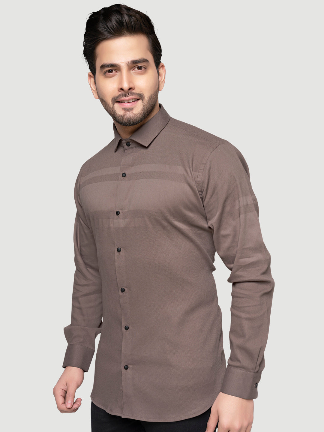 Black and White Men's Designer Shirt with Collar Accessory & Broach 6