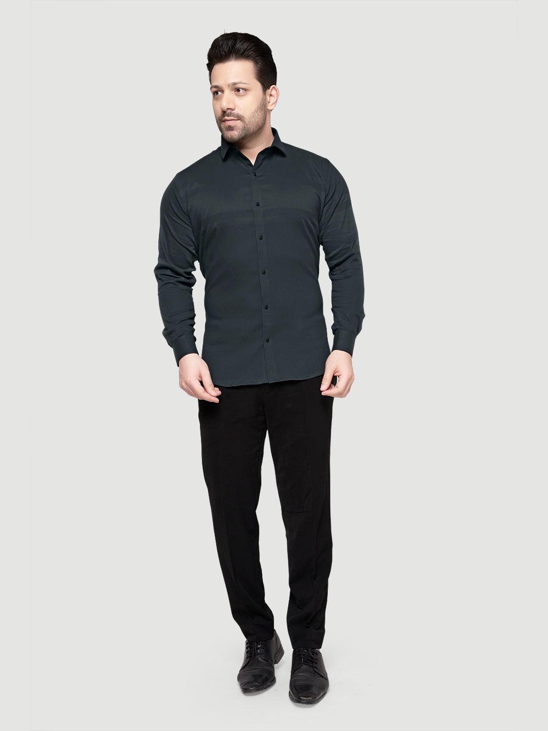 Black and White Men's Designer Shirt with Collar Accessory & Broach 5