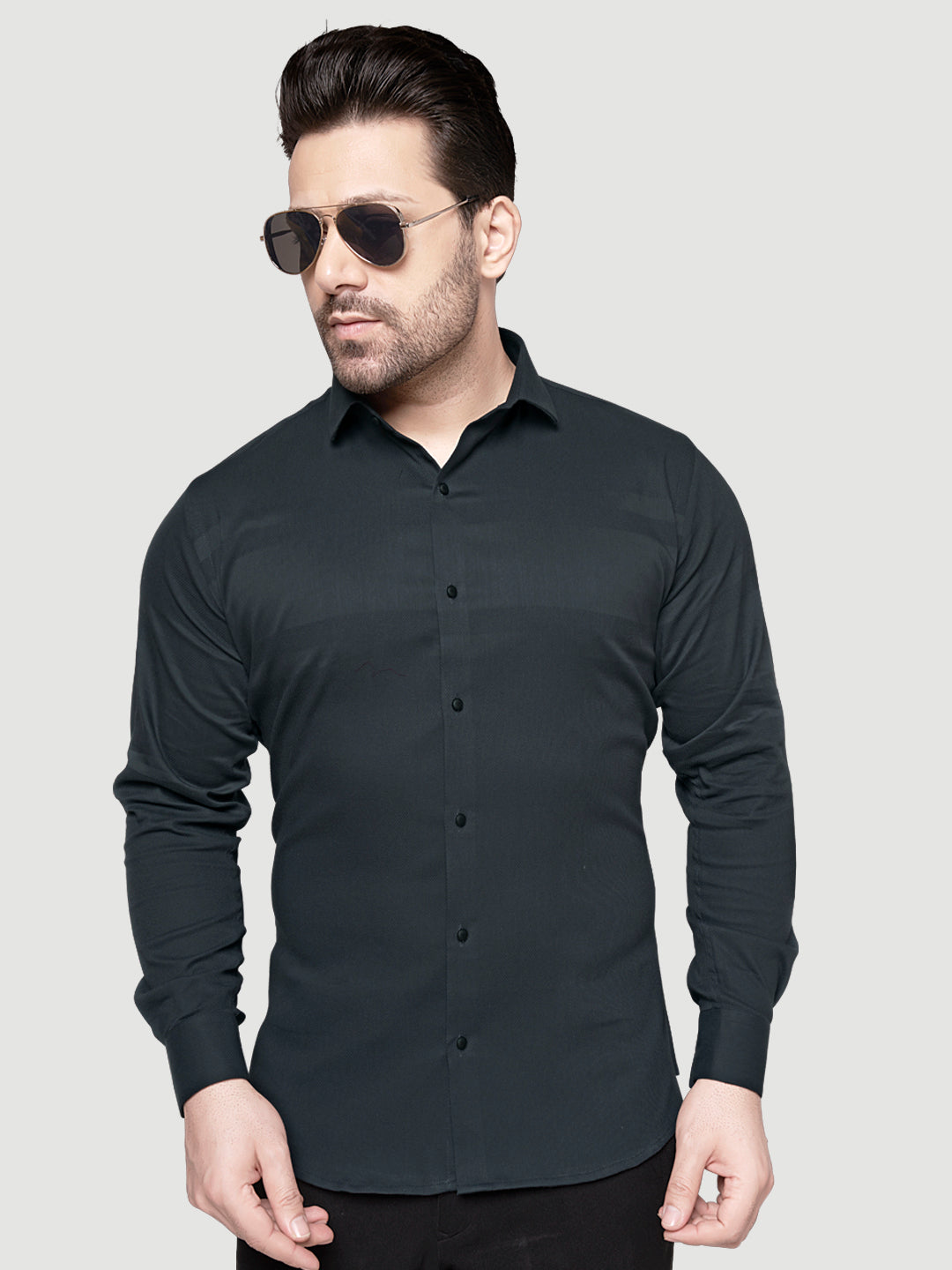 Black and White Men's Designer Shirt with Collar Accessory & Broach 5